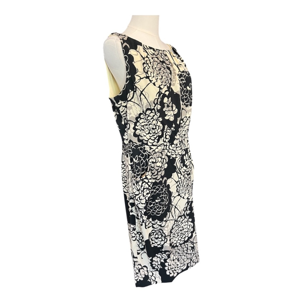 EUC JONES WEAR Black & Cream Floral Mid Length Dress Sz 14 + Flexees Shapewear - Picture 4 of 15